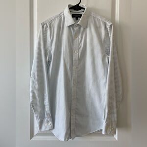 Banana Republic Sz S men’s slim fit non-iron cotton shirt White/blue stripes
